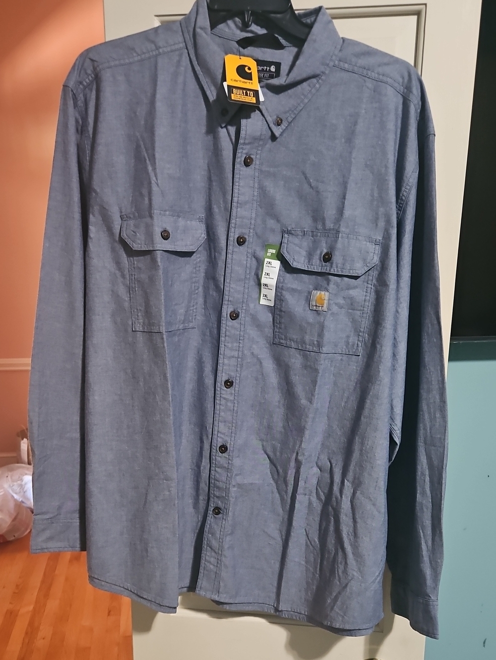 Carhartt Men’s Button-Down Work Shirt - Chambray Blue